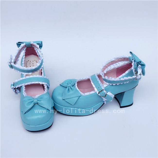 Matte White Bow Lace Lolita Shoes