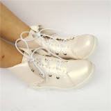 Pearl White Flod cuff Lolita Boots