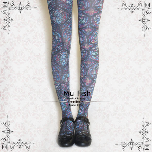 Mu Fish ***Stained Glass*** Lolita Tights -out