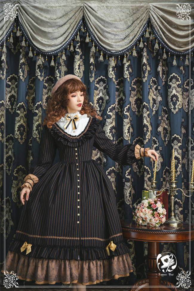 The Florentine Traveller~ College Style Lolita Long Sleeves OP  -Ready Made