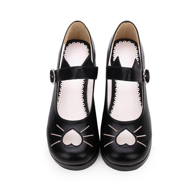 Angelic Imprint- Heart Shaped Embroidery -Sweet Lolita Shoes