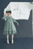 Vintage Unicolor Babydoll Style Peterpan Collar Lolita OP - Ready Made