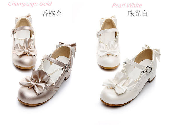 Cinderella~ Sweet Bow Beadchain Lolita Shoes