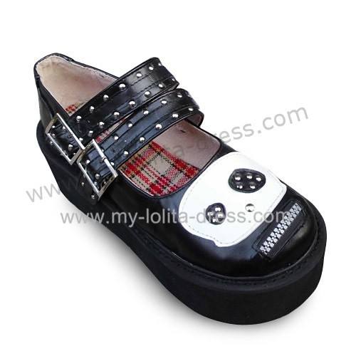 Black White Panda Girls Shoes