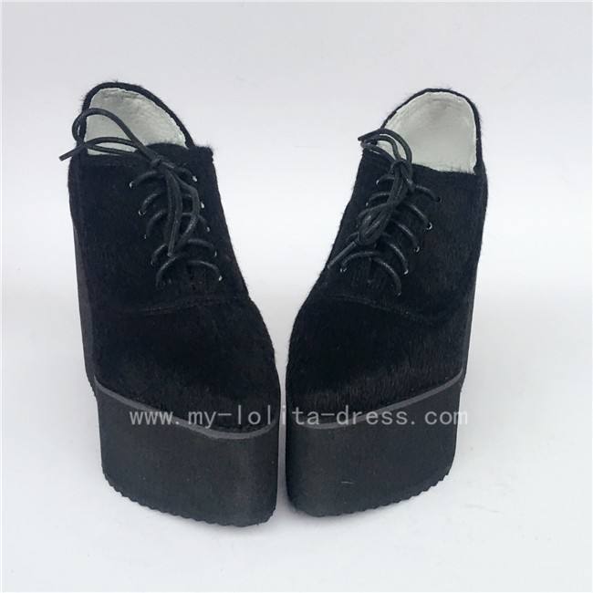 Black Velvet Lolita High Platform Lolita Shoes
