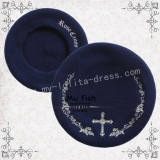 Mufish Rose Cross Embroidery Wool Gothic Lolita Beret - IN STOCK