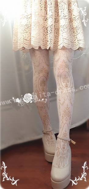 Elegant Vintage Droplight Prints Lolita Tights - IN STOCK