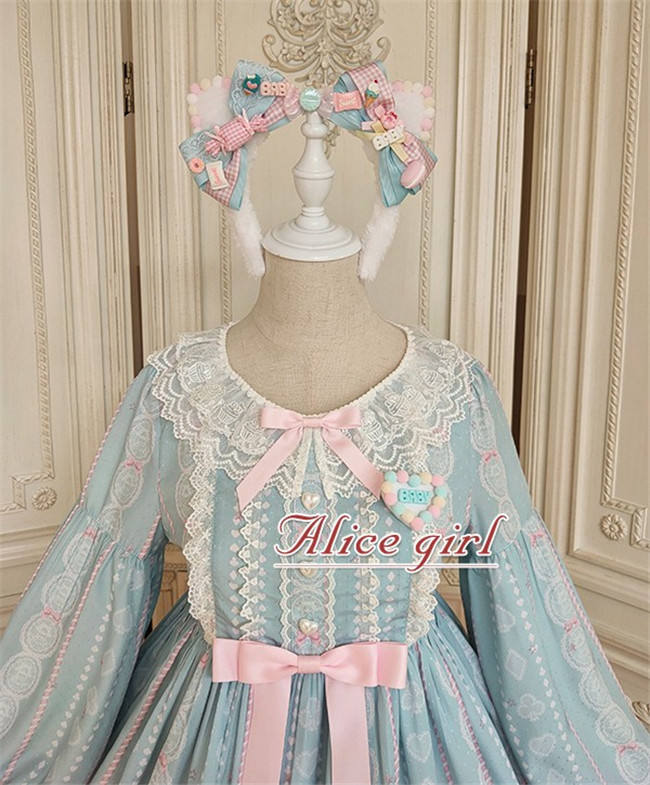 Alice Girl ~The Kitty's Tea Party Sweet Lolita OP/Salopette -Pre-order Pink Size S - In Stock