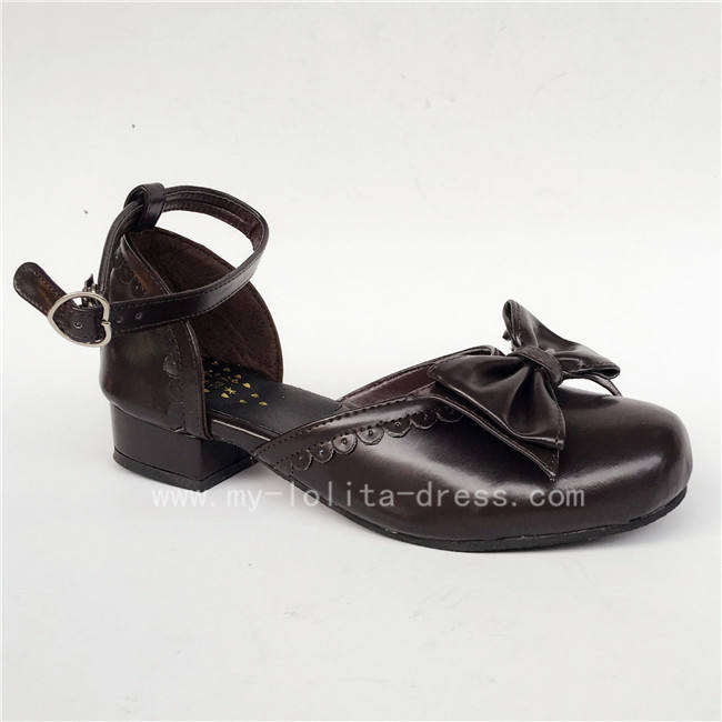 Sweet Coffee Bows Lolita Low Heels Shoes