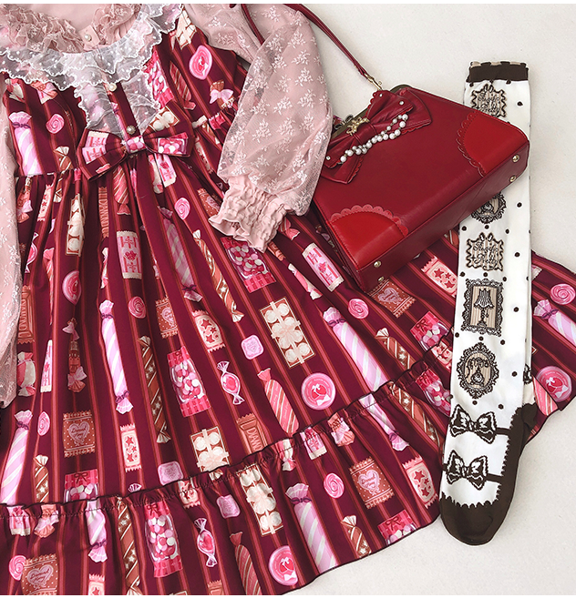 Diamond Honey ~Candy Store Sweet Lolita Jumper -3 Pink L in Stock