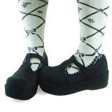 T-strap Black Velvet Lolita Shoes O