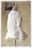 Infanta Sweet Long Fan Sleeves Chiffon Black/White Lolita Shirt-out