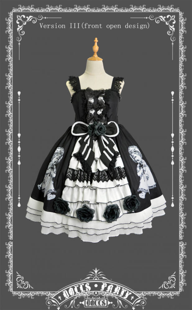 Antique Paper Doll~ Black Lolita JSK Dress -Ready Made