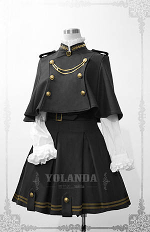 Yolanda Military Style Cape and Skirt Set -out