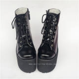Gothic Matte Black Lolita Short Boots