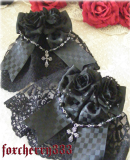 Black White Flower Beads Lace Bowknot Lolita Hand Cuff
