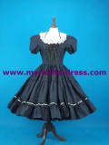 Navy Blue Cotton Lace Lolita A-line Dress