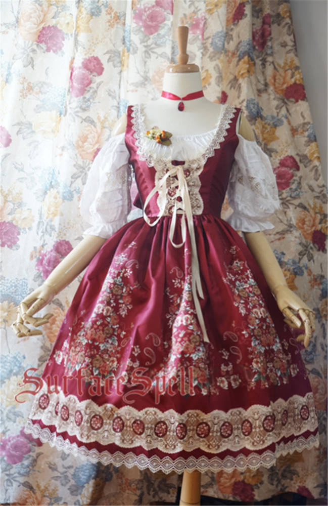 Surface spell ~AlpenRose~ Gothic Ethnic Lolita Puff Sleeves Blouse