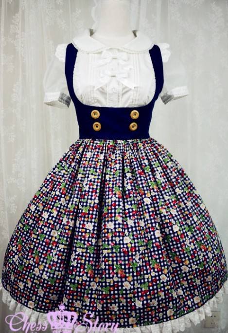 Summer Cherries Strawberry Lolita JSK 3 Colors + Apron