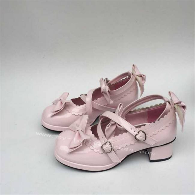 Beautiful Claret Matte Bows Lolita Shoes