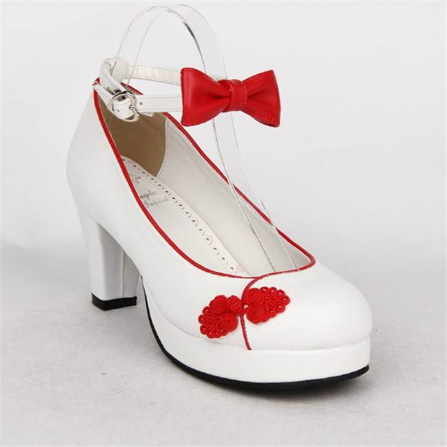 Angelic Imprint- Elegant Bow Embroidery Round/Square Heels Qi Lolita Shoes