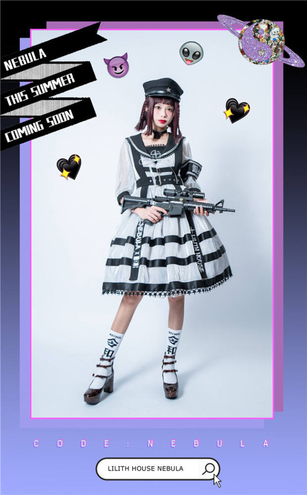 Lilith House ~NEBULA Punk Style Lolita OP -Ready Made