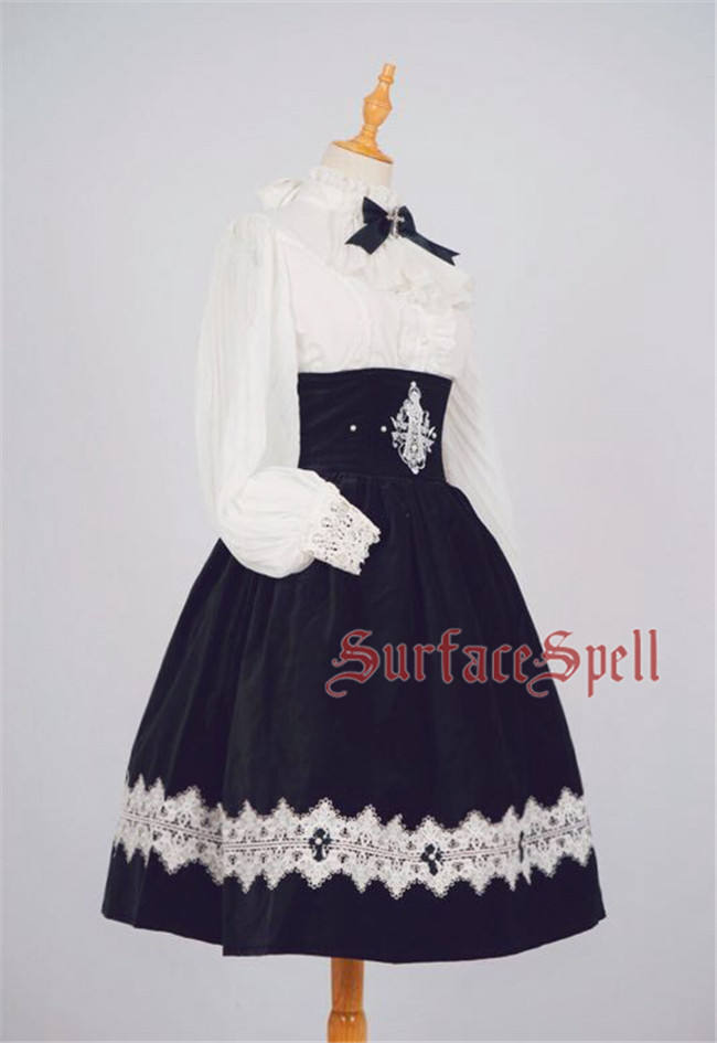 The Virtuous Orchid~ Vintage Velveteen Steel Bone Lolita Skirt