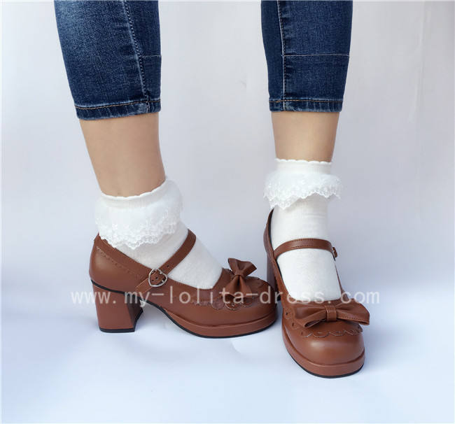 White Square Heels Lolita Shoes
