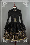 Neverland Lolita ~Golden Swan Lake~ Gold Stamping High Waist Lolita Skirt Black Size S - In Stock