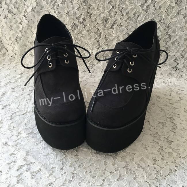 Gothic Black Velvet Lolita High Platform
