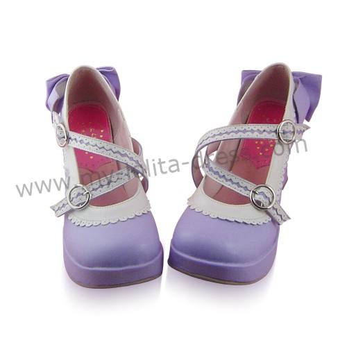 Purple Cross Straps Lolita Shoes