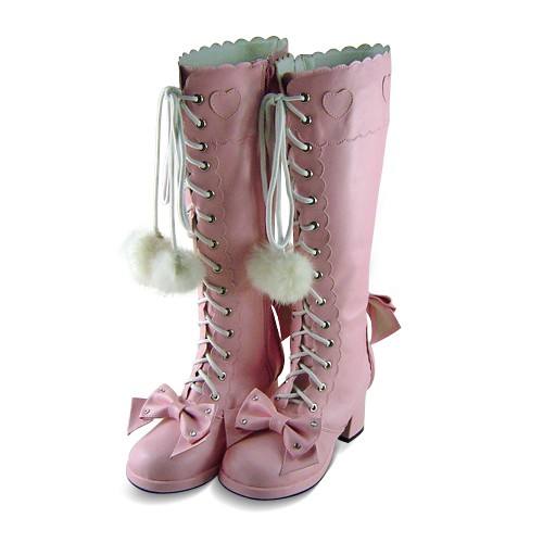 Sweet Pink Bows Lolita Boots
