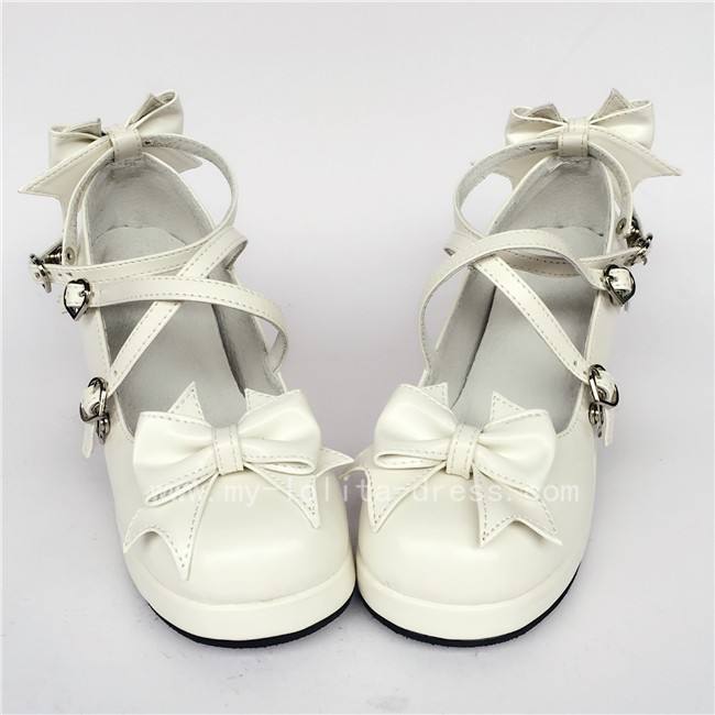 Sweet Cat's Ear Bows Matte Lolita Heels Shoes