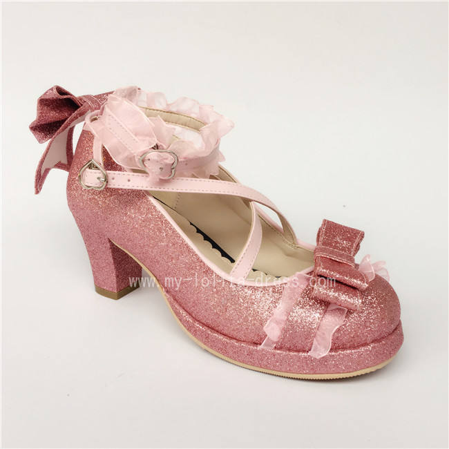 Sweet Cross Straps Bows Lolita Shoes