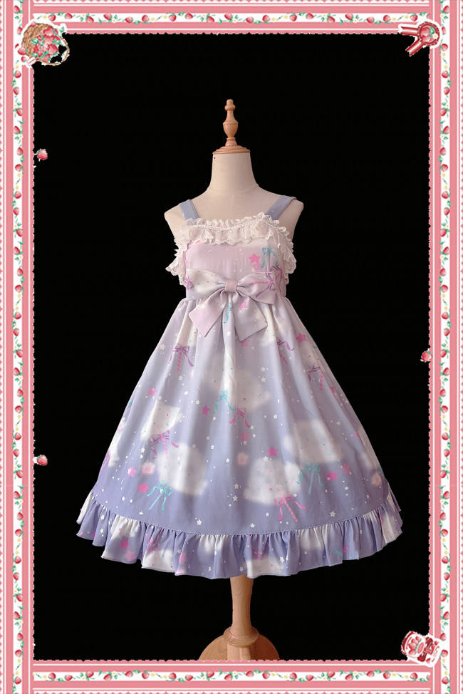 Rainbow Marshmallow~ Sweet Lolita Printed JSK Navy Blue Size S - In Stock