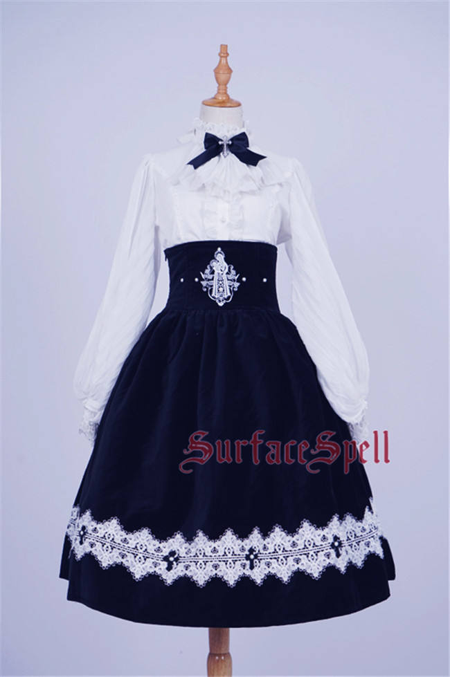 The Virtuous Orchid~ Vintage Velveteen Steel Bone Lolita Skirt