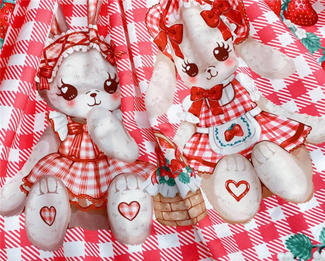 Diamond Honey ~Strawberry Picnic Rabbit Lolita Jumper
