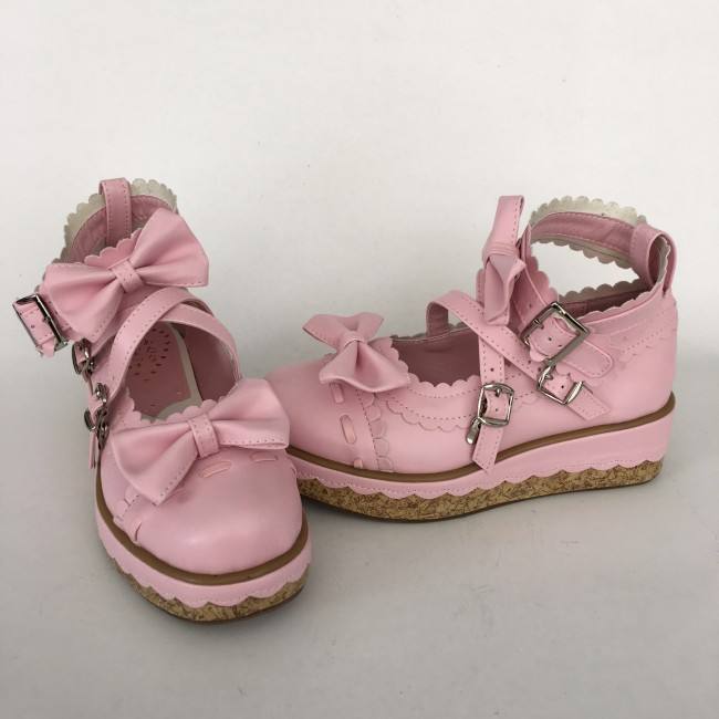 Shiny Purple Bows Lolita Shoes