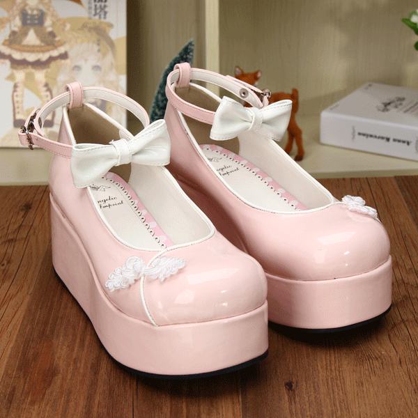 Angelic Imprint- Elegant Bow Embroidery Qi Lolita High Platform Shoes