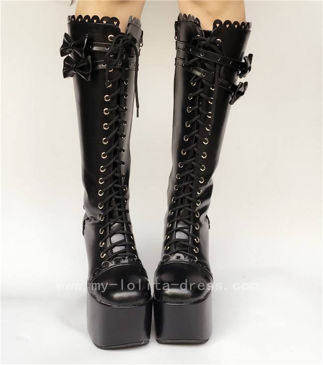 Black Bows Autumn Lolita Boots