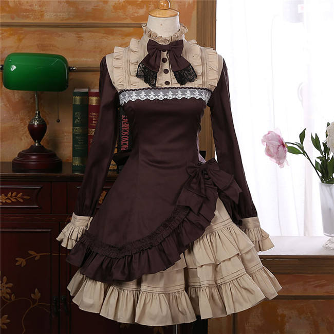 2017 Vintage Lolita Long Sleeves OP+Inner Skirt Set