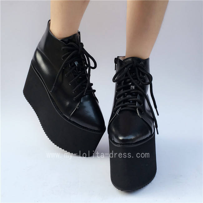 Gothic Matte Black Lolita Short Boots