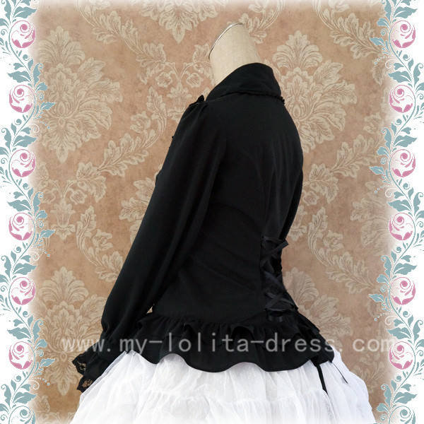 Rococo Style Lace Lolita Shirt Silk and Linen Khaki -In Stock