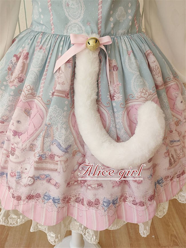 Alice Girl ~The Kitty's Tea Party Sweet Lolita OP/Salopette -Pre-order Pink Size S - In Stock