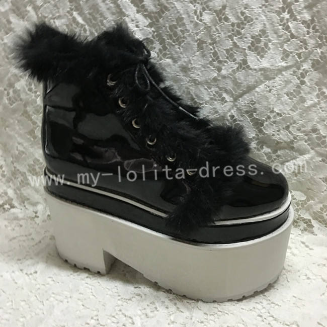 Glossy Black Lolita High Platform with Conny Hair