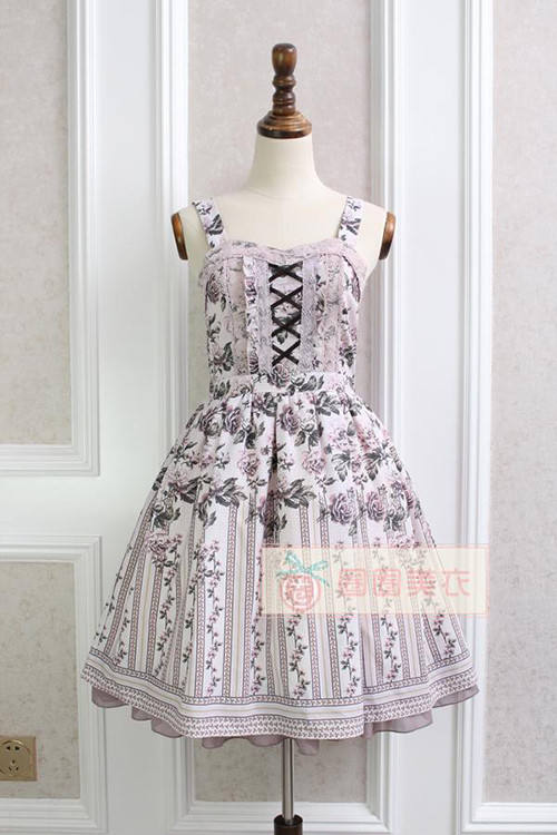 Sweet Roses Stripe Lolita JSK Dress-OUT