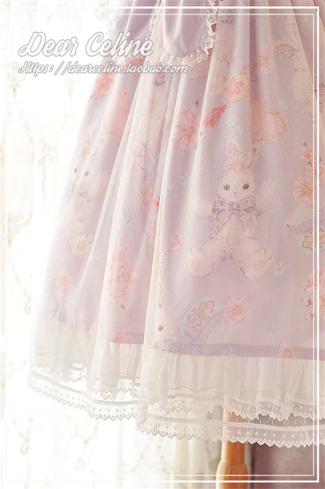 Dear Celine ~Sakura Rabbit~ High Waist Lolita JSK -Ready Made