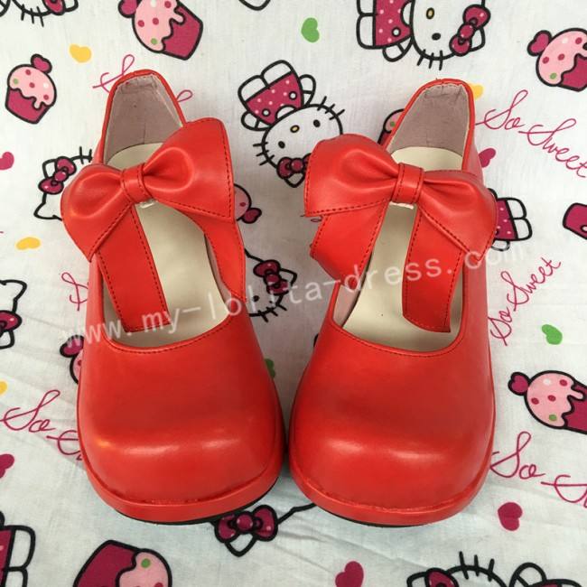 Red Bows Lolita Flats Shoes