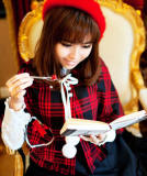 Red Black Gingham Thick Lolita Cape out