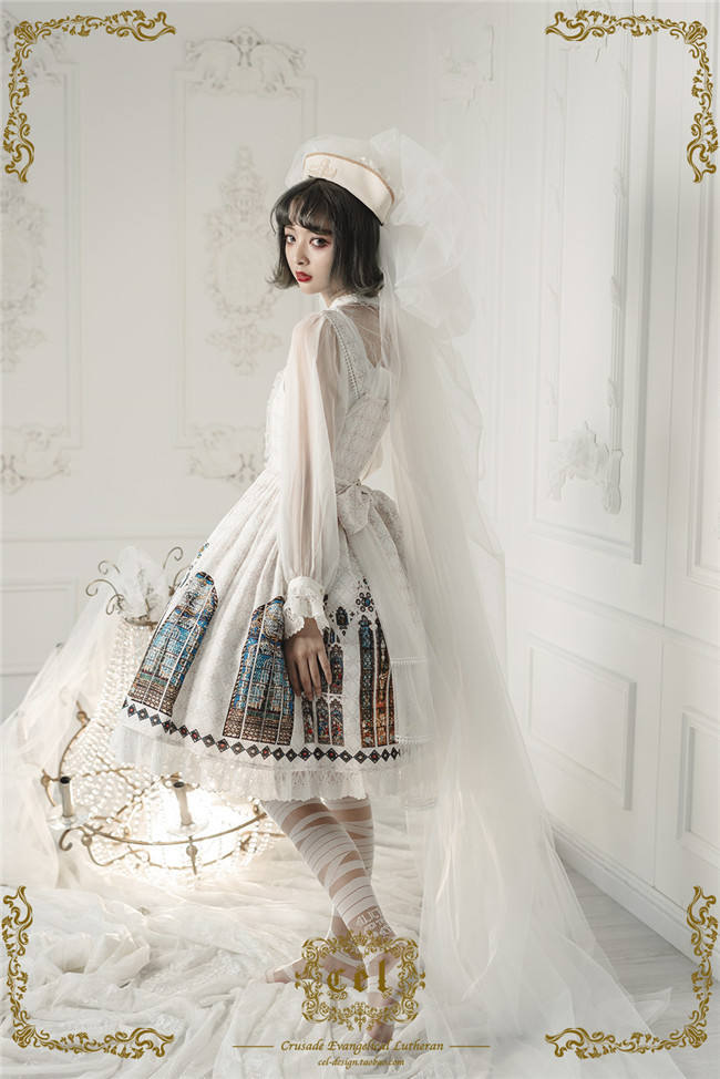 CEL Lolita ~The Holy Cross Gothic Lolita JSK with Front Open Design + Fake Collar -Ready Made